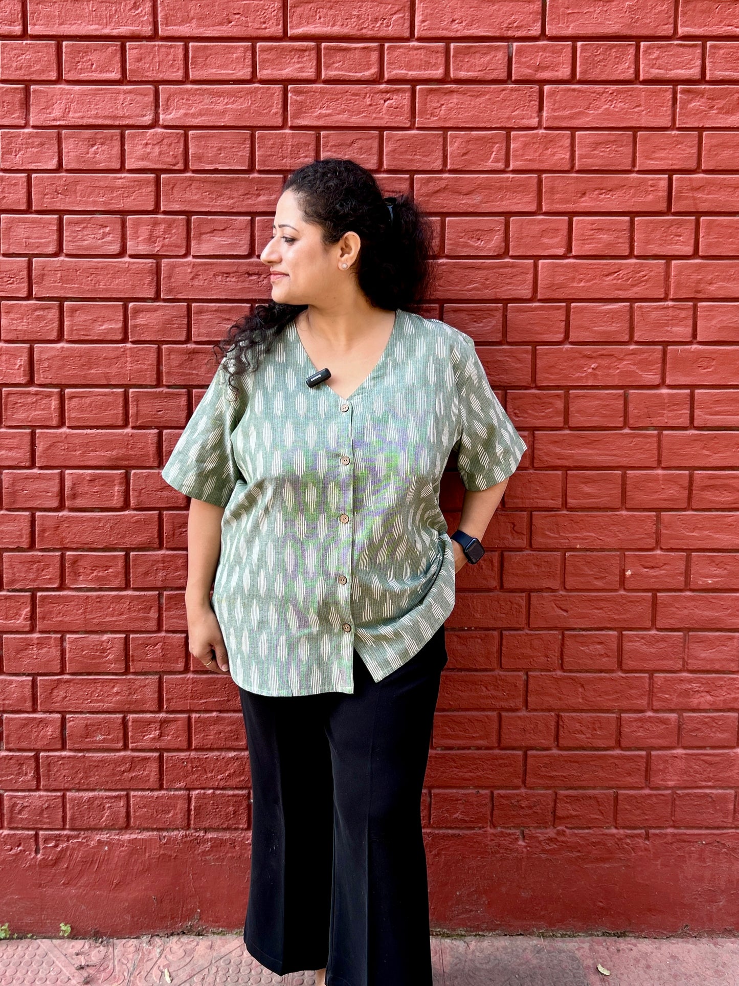 Pista Green Ikkat Shirt