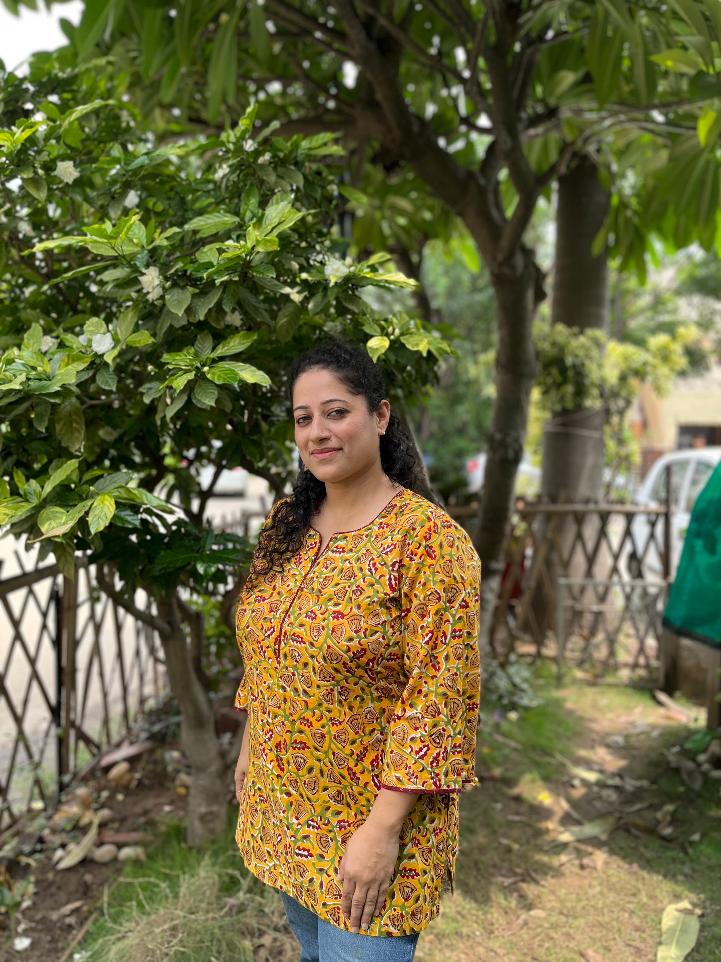 Sunshine Bloom Handblock Kurti