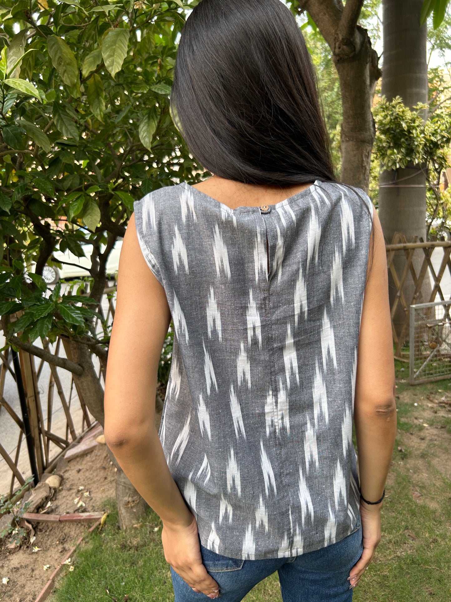 Grey Ikkat Short Top