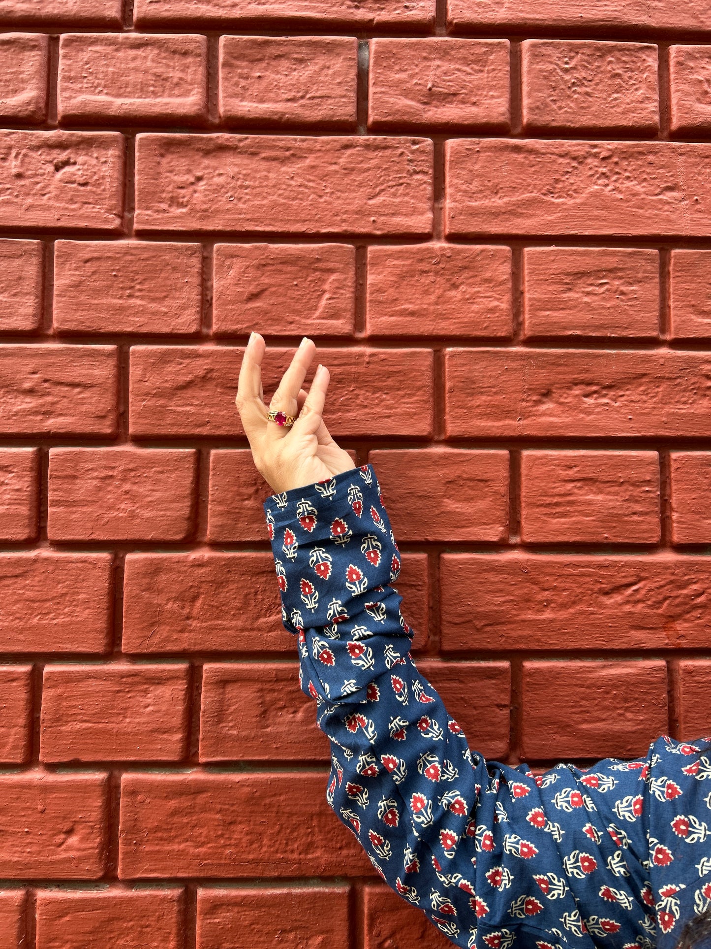 Indigo Laal Buti Gather Top