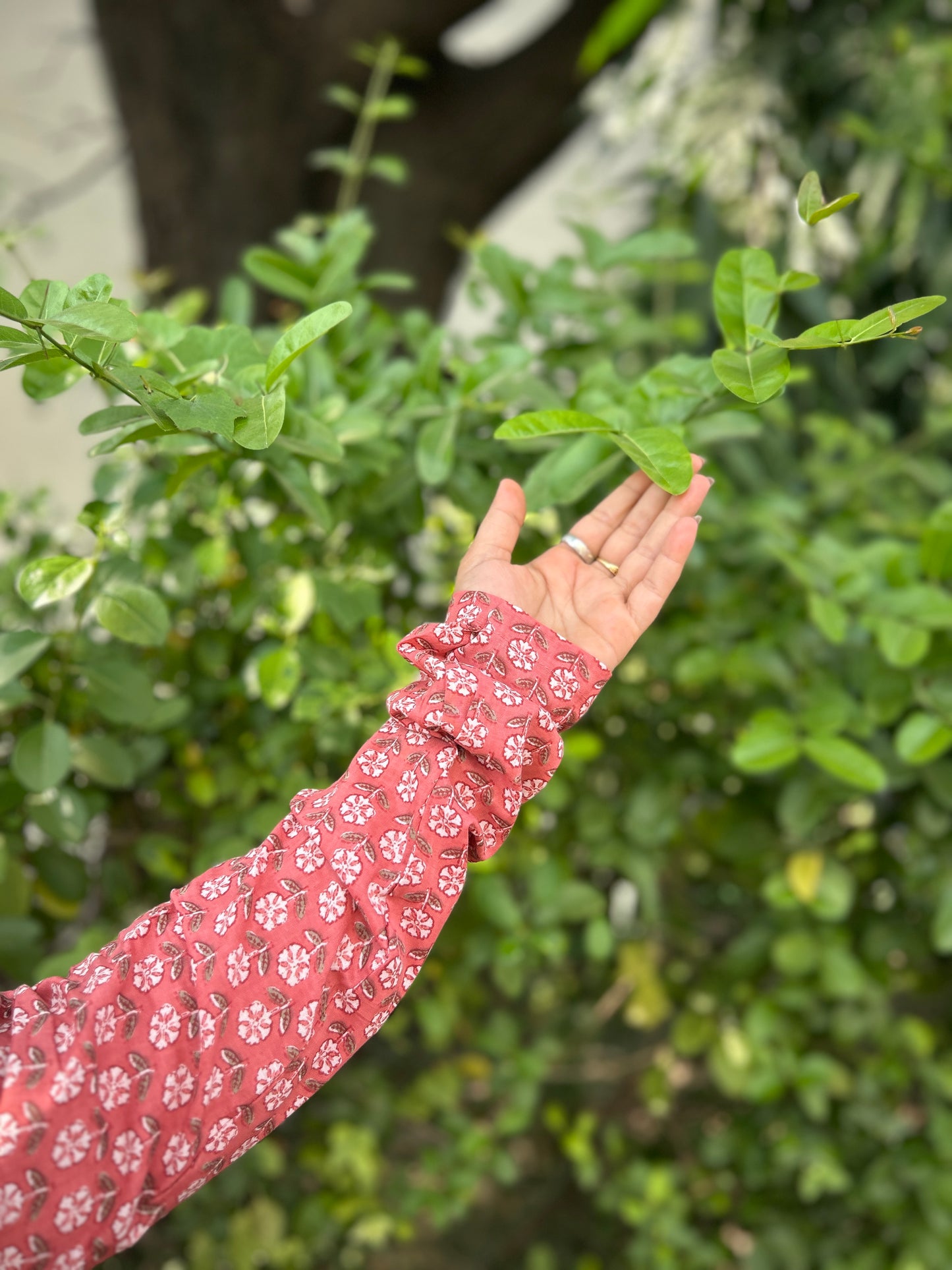 Rose Block Print Chudhi Sleeves Kurti