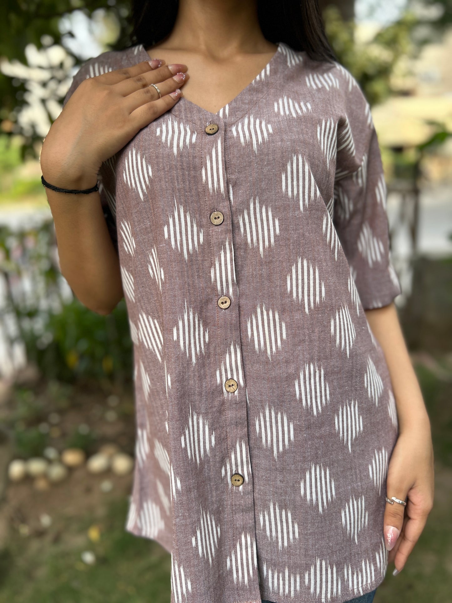 Wine colour Ikkat Shirt