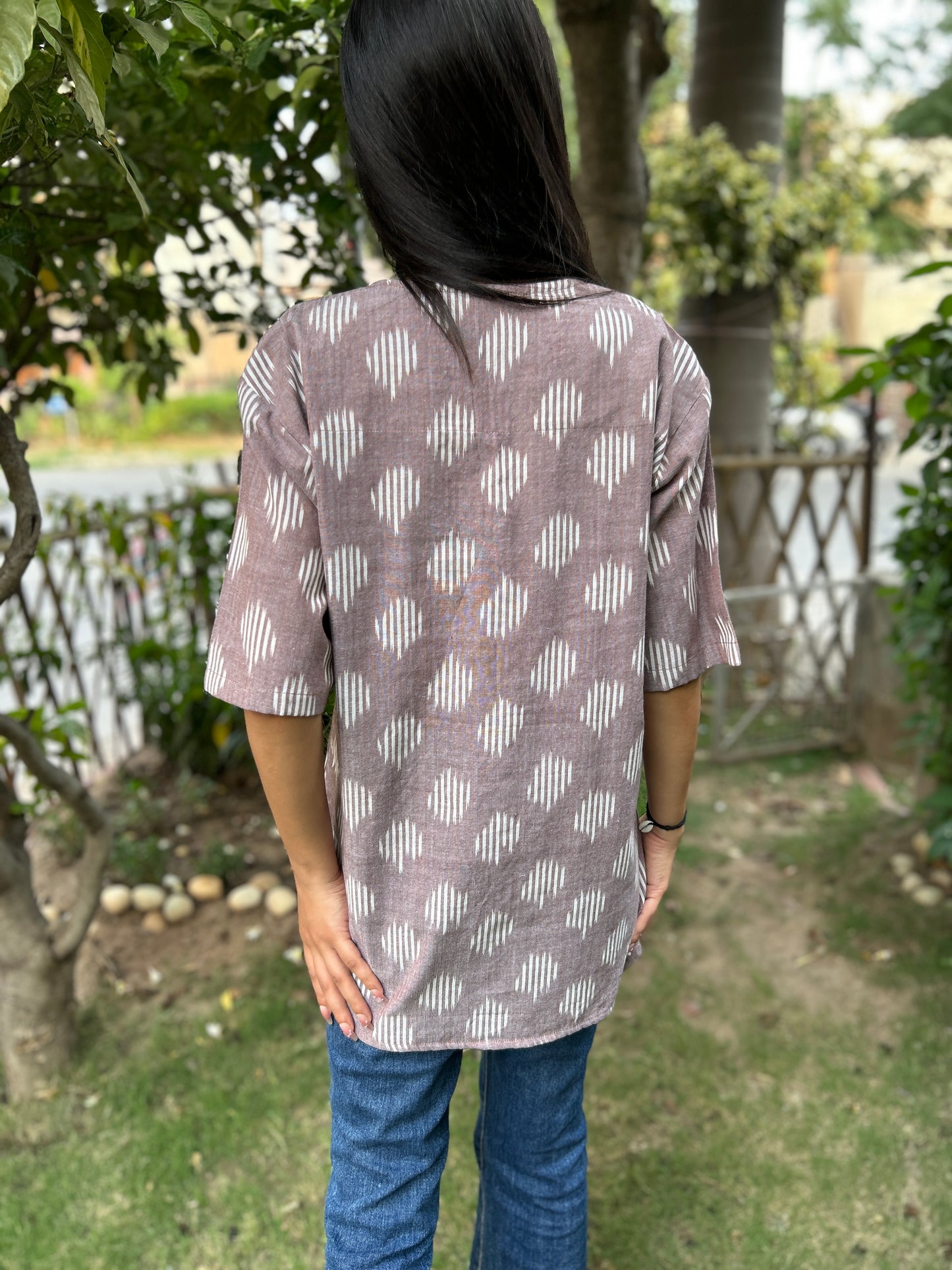 Wine colour Ikkat Shirt