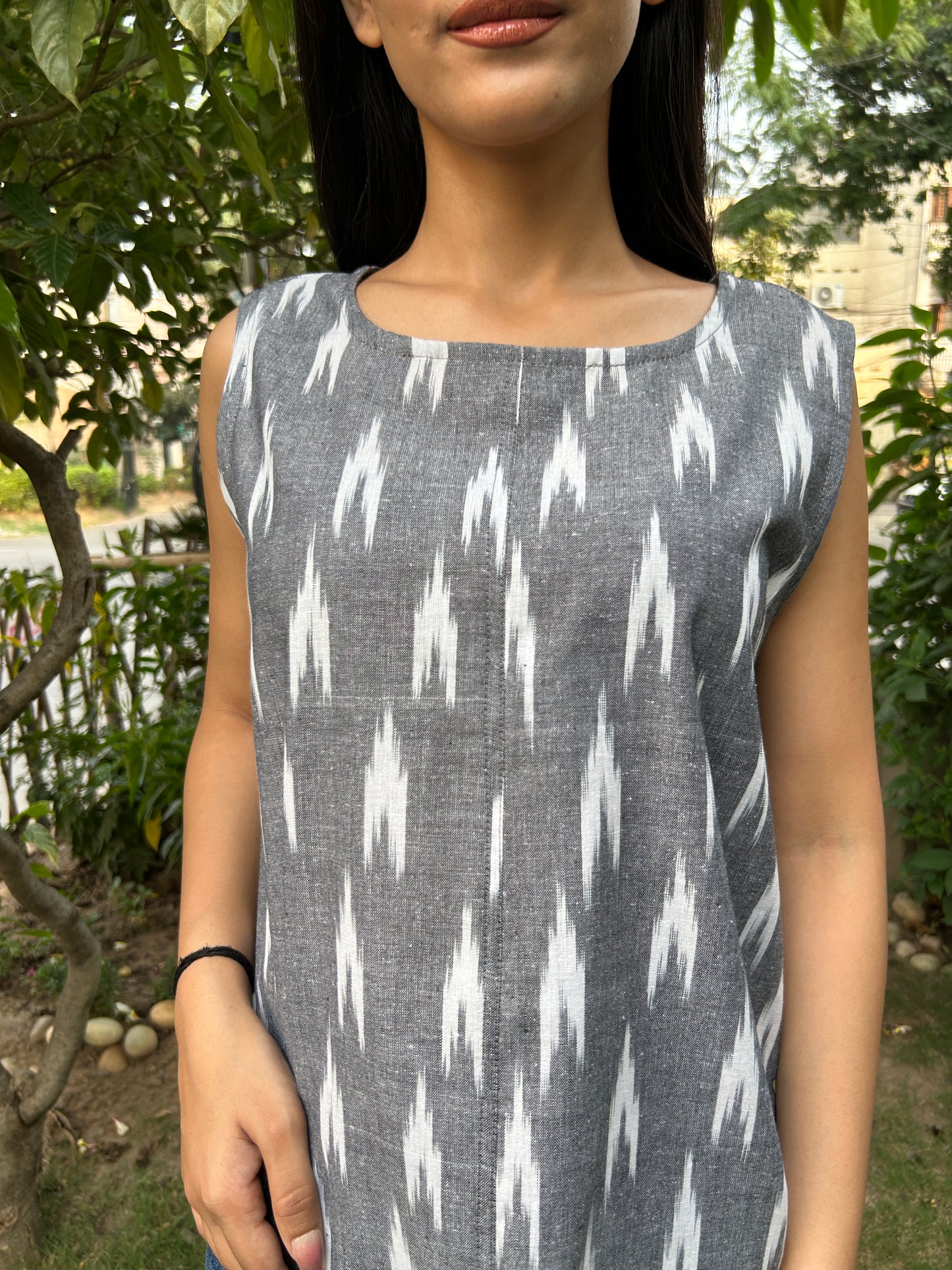 Grey Ikkat Short Top
