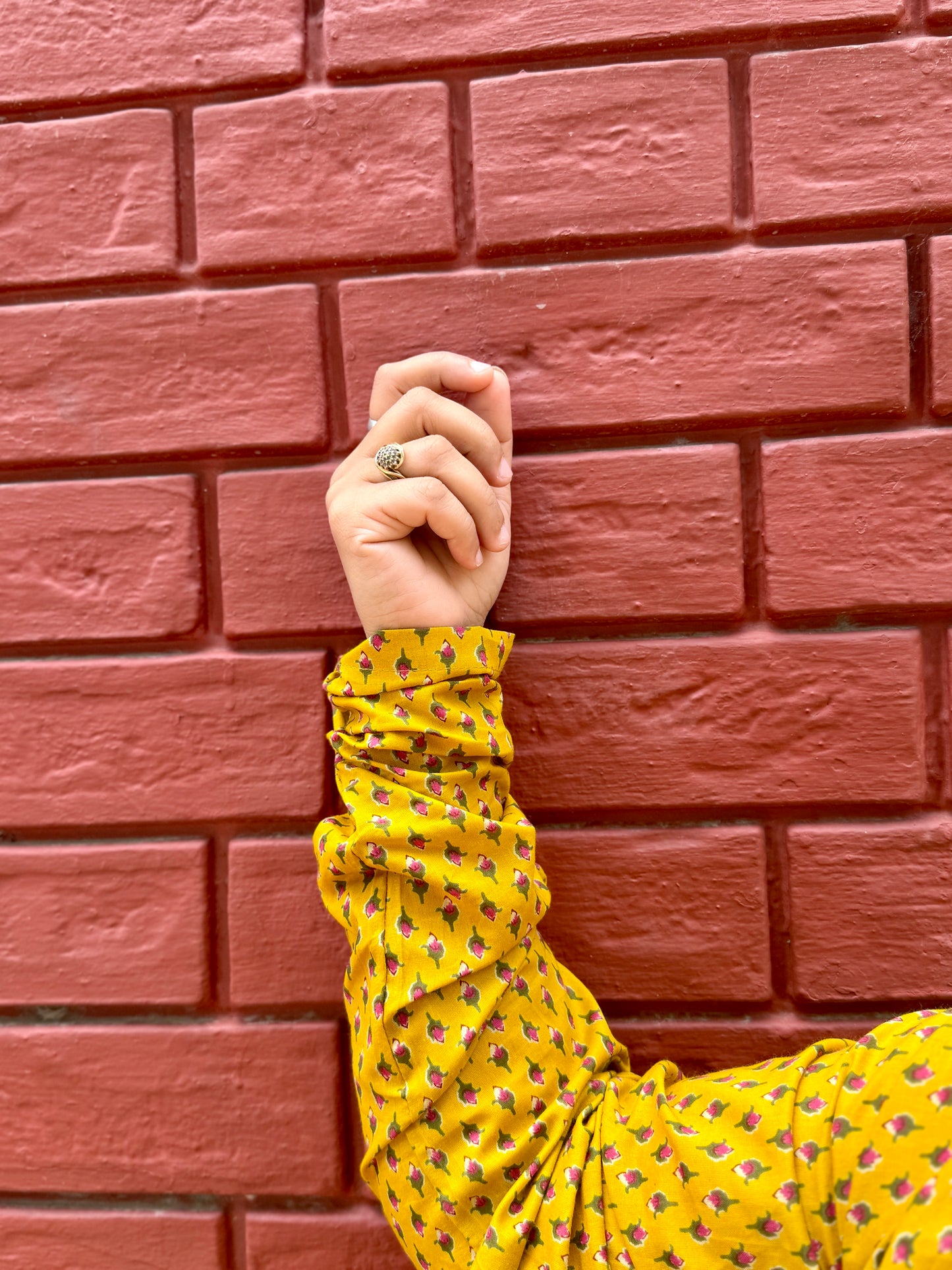 Mustard Buti Long Kurta