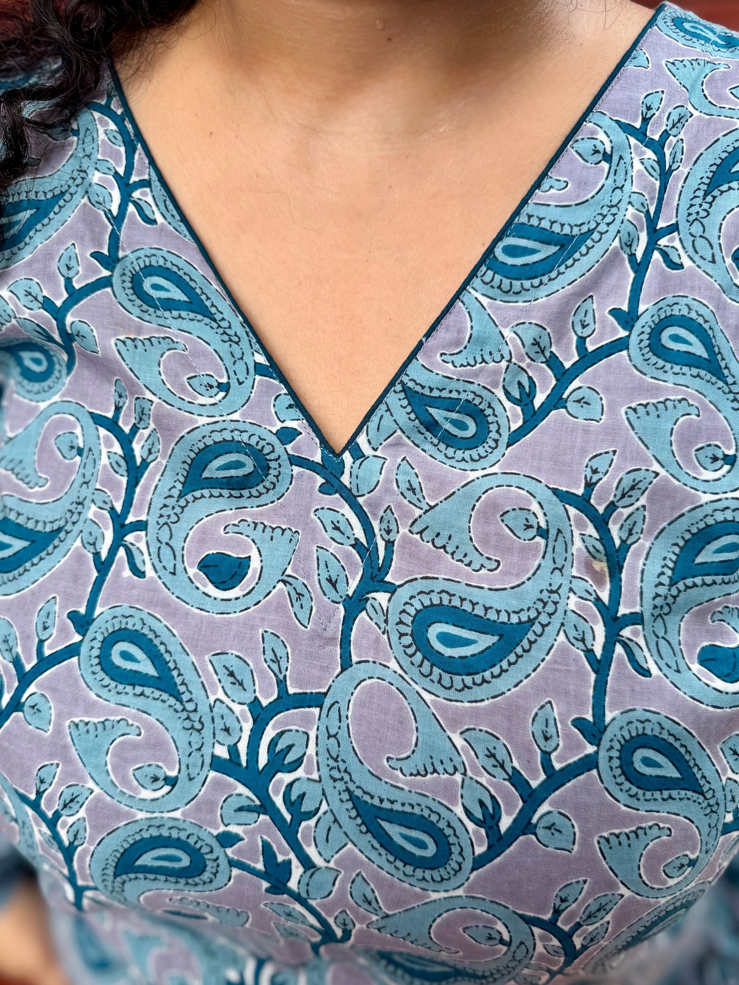Blue leave kurta