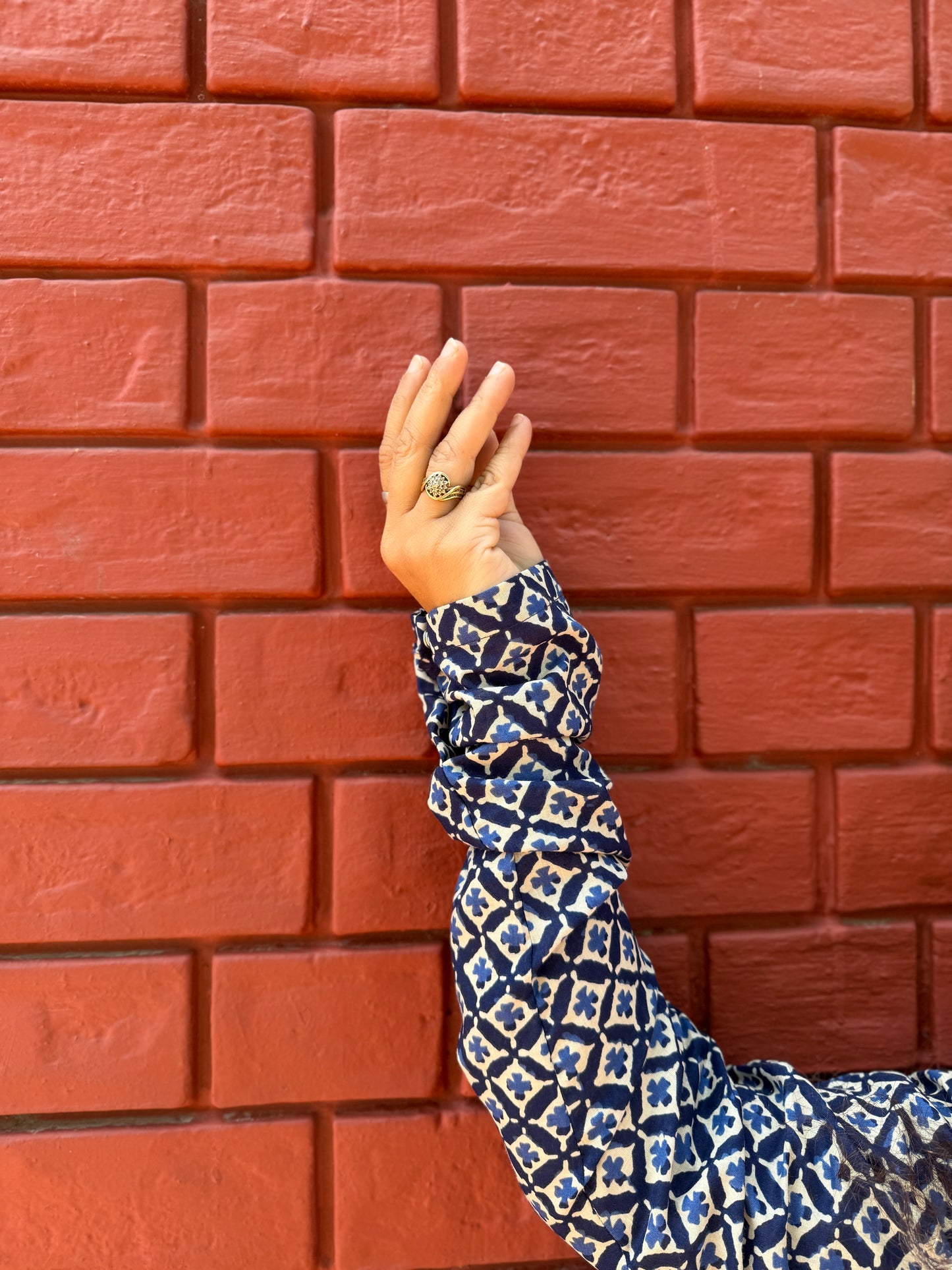 Indigo Floral Chudi Sleeve Kurta