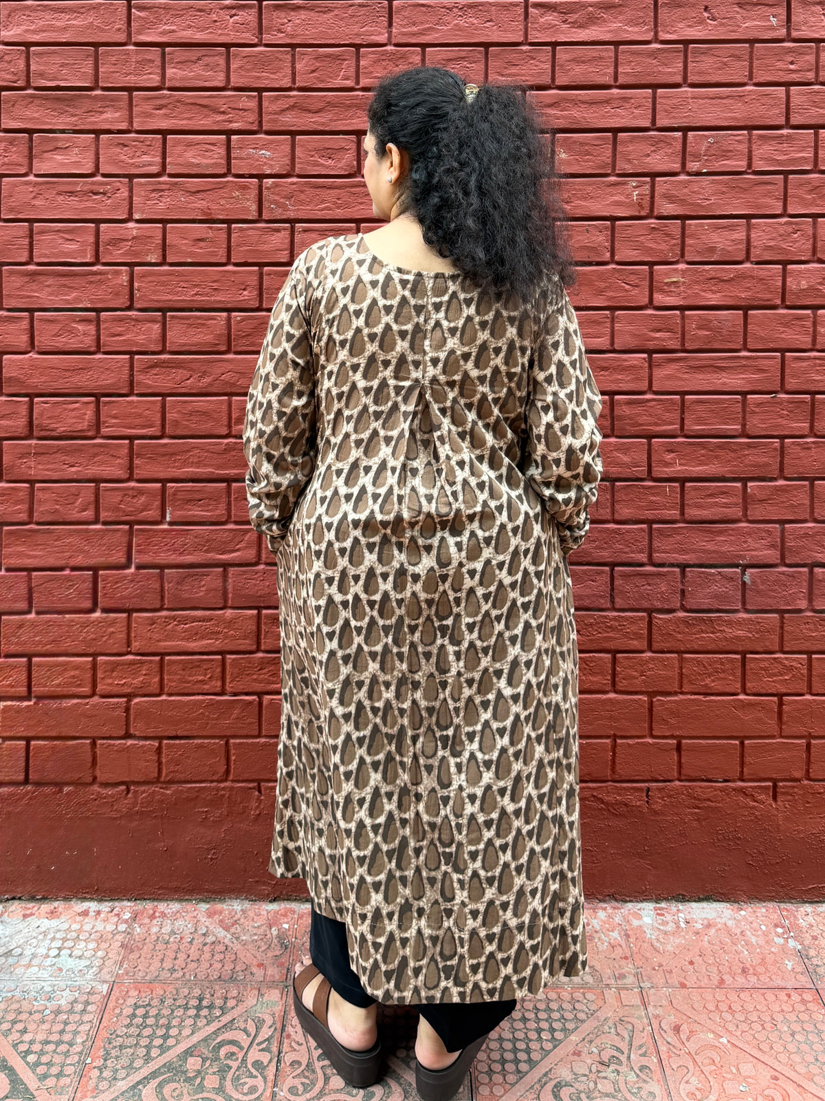 Bagh Rust 100% Cotton Kurta with Chudi Sleeves