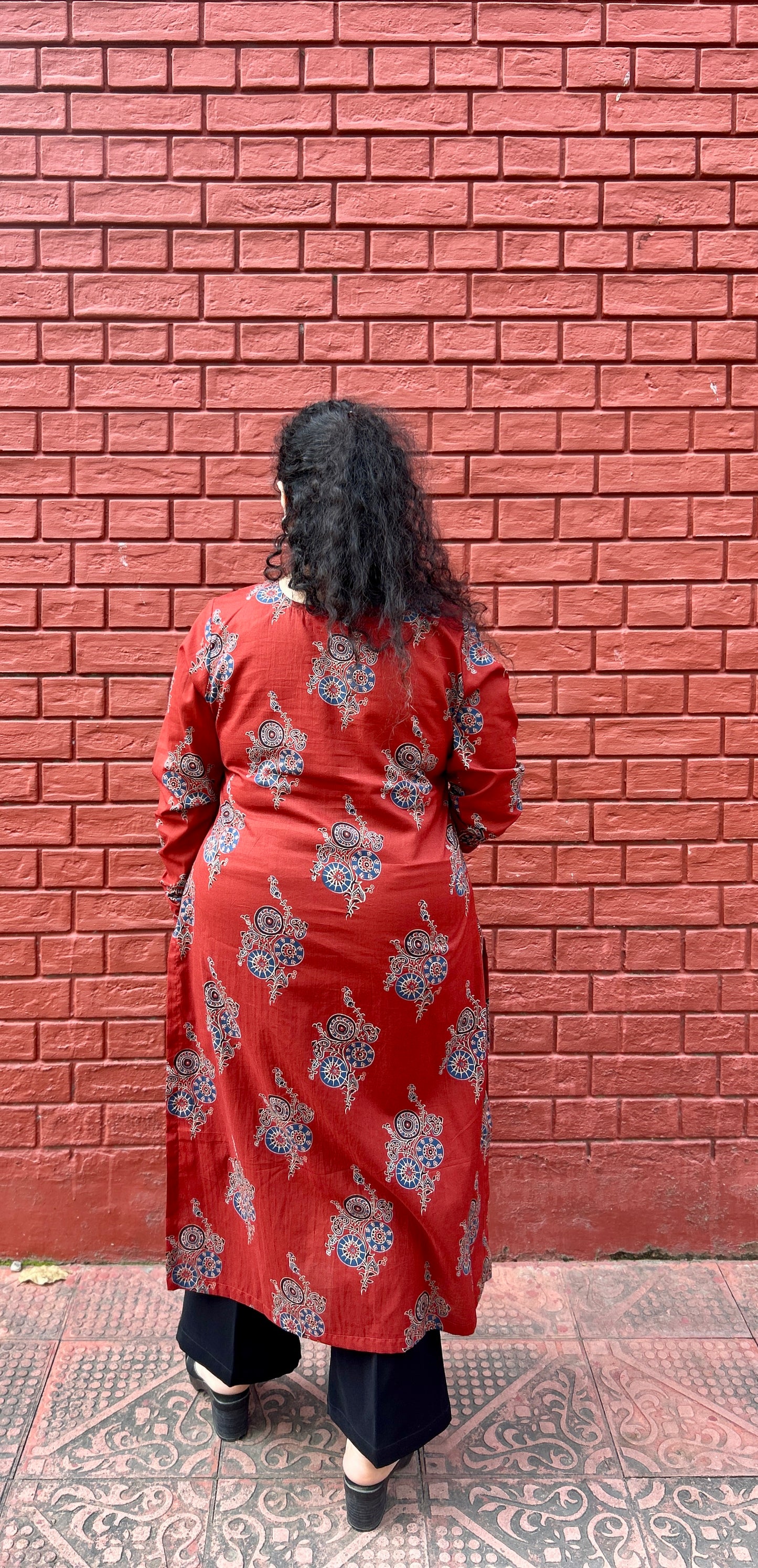 Red Floral Kurta
