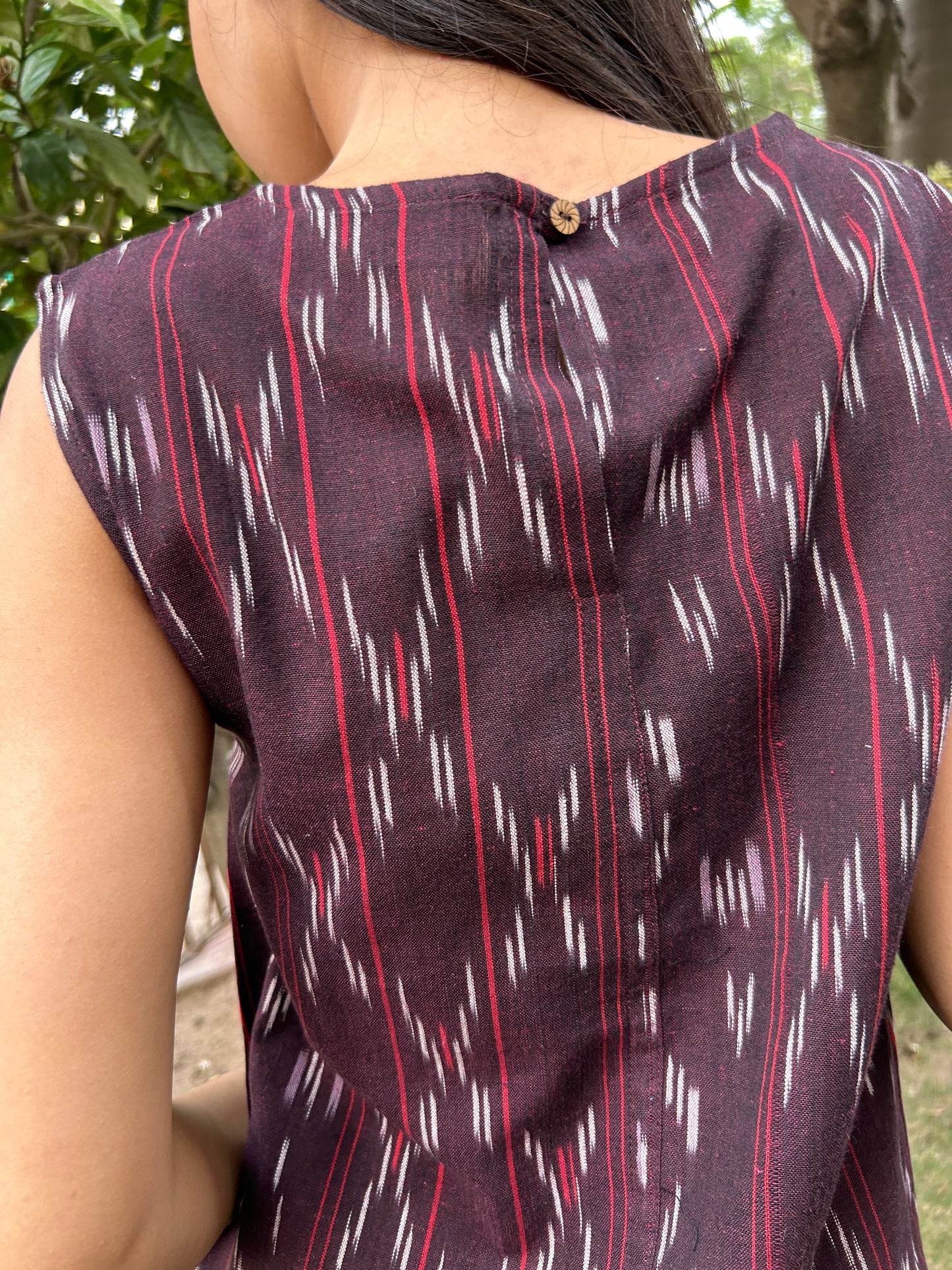 Maroon Ikkat Short Top