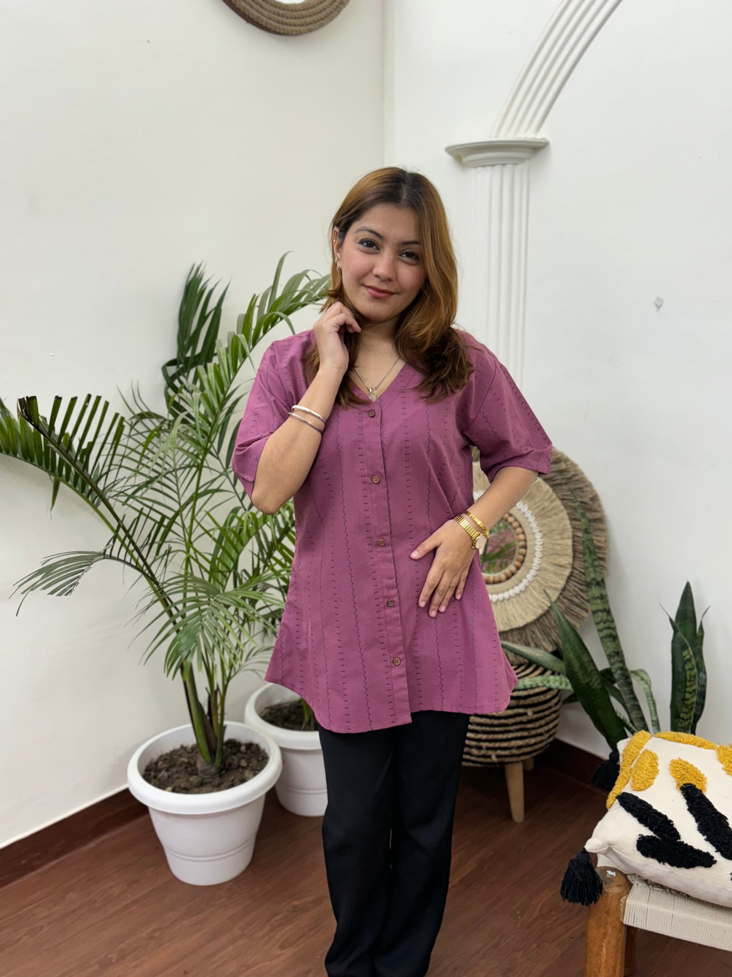 Onion pink south cotton shirt