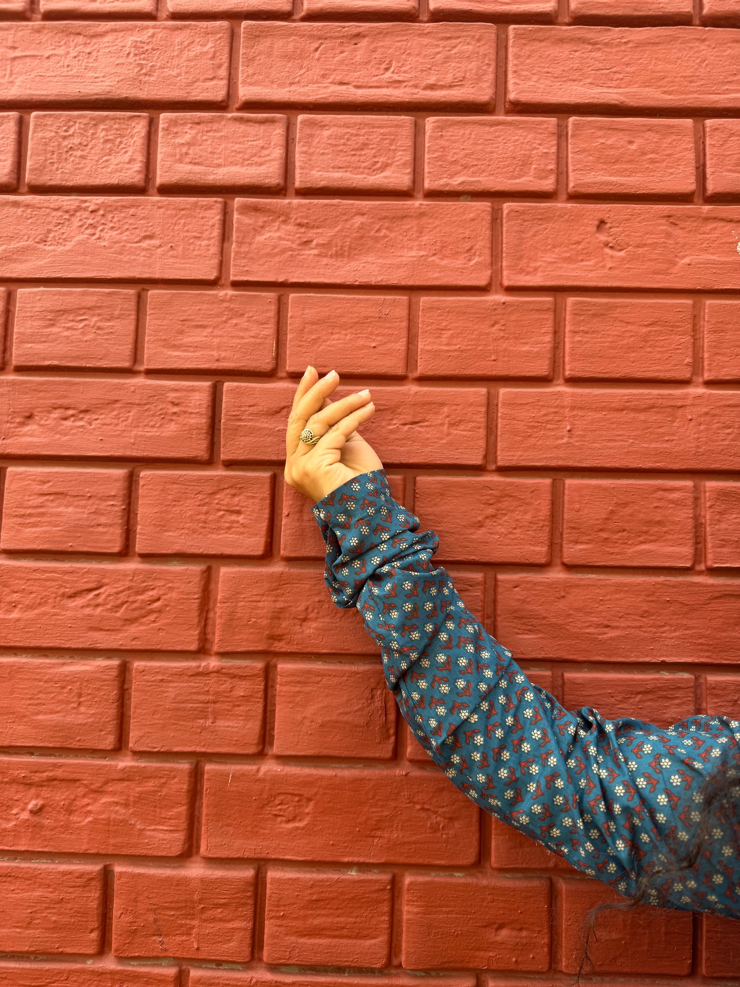 Teal Printed Cotton Kurta