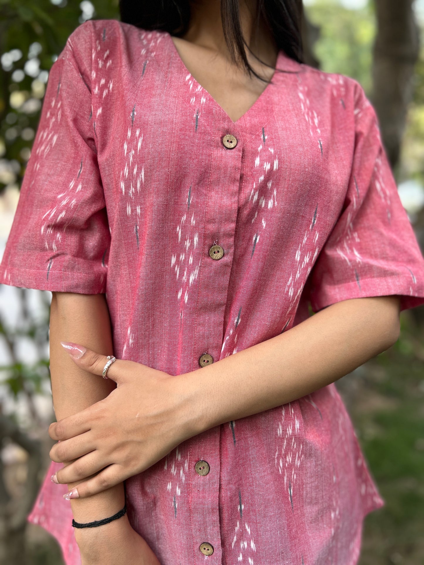 Soft Pink Ikkat Shirt