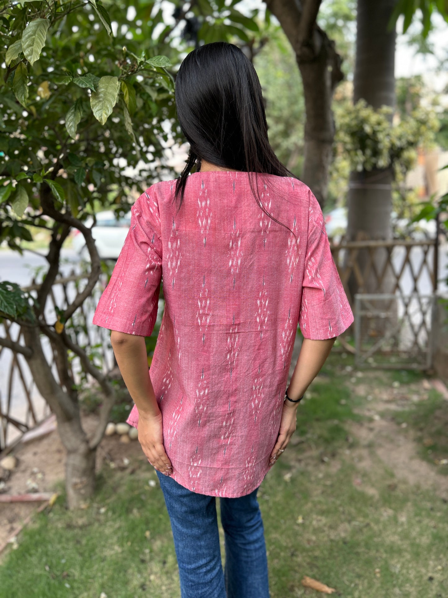 Soft Pink Ikkat Shirt