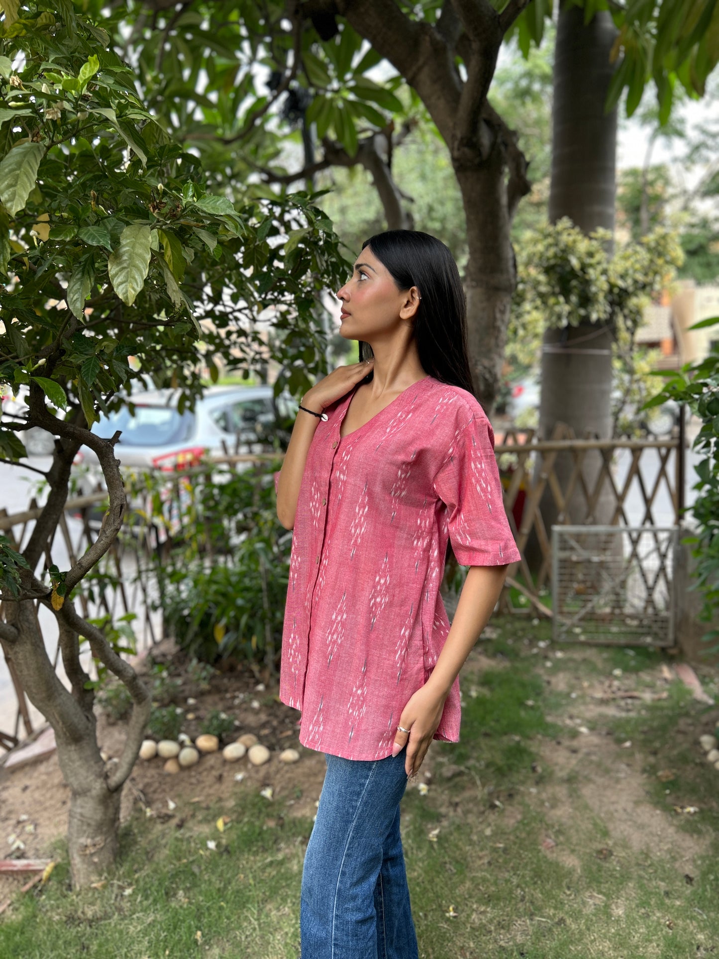 Soft Pink Ikkat Shirt