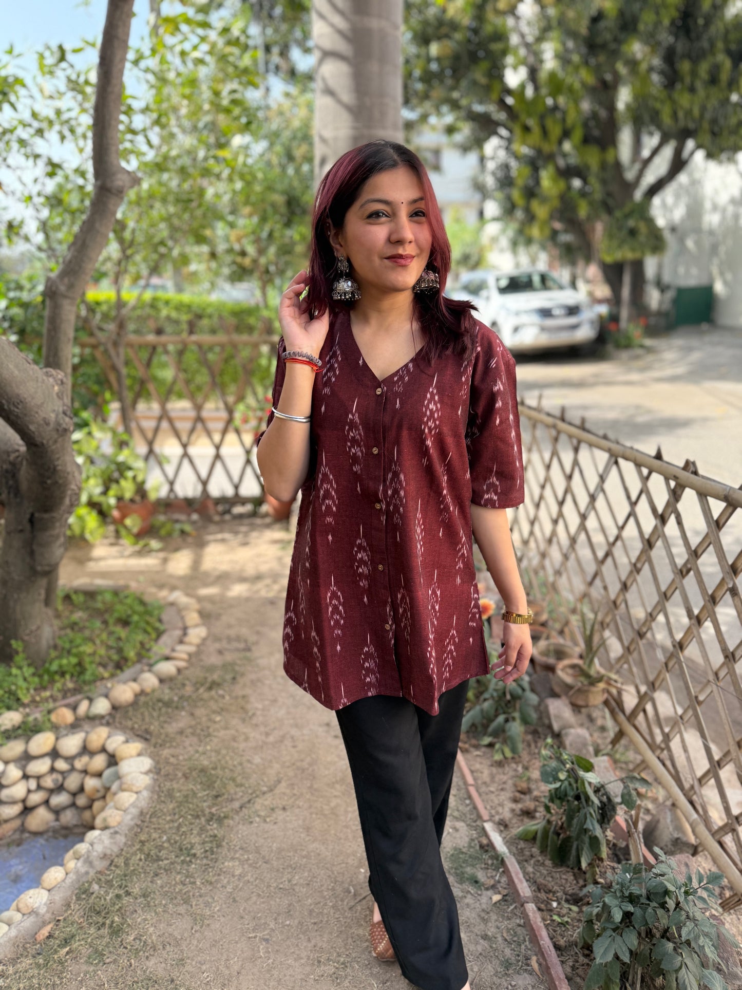 Maroon ikkat shirt