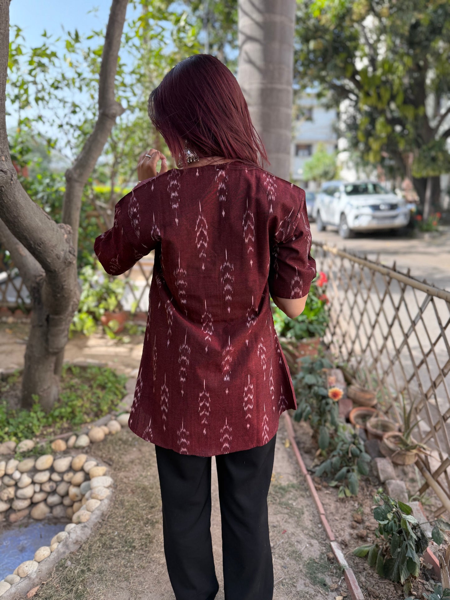 Maroon ikkat shirt