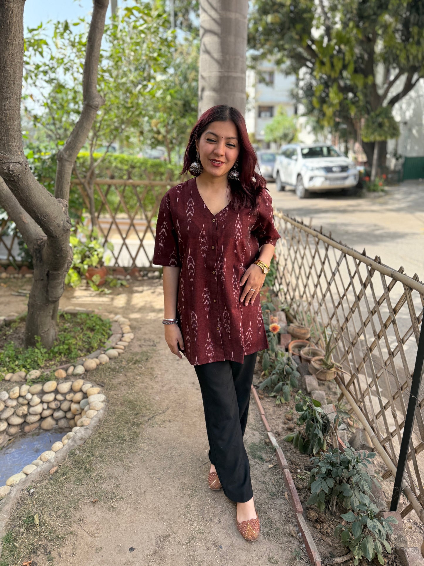 Maroon ikkat shirt