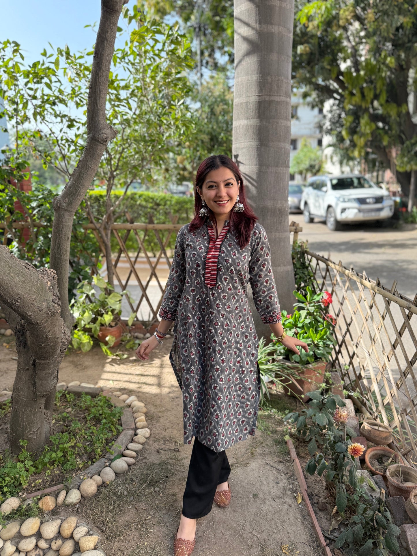 Grey Printed Kurta