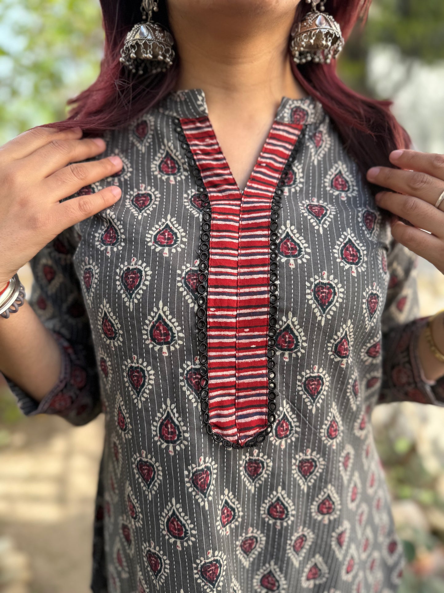 Grey Printed Kurta
