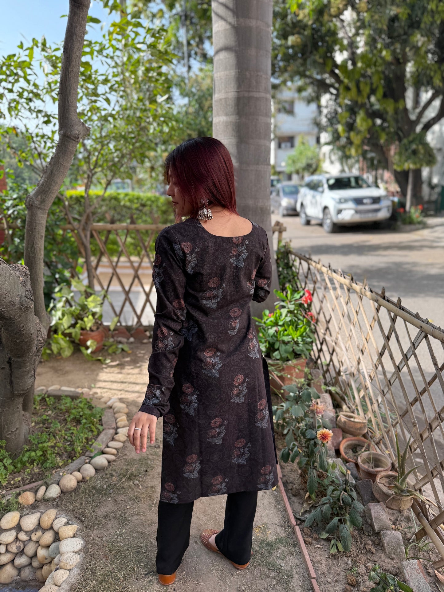 Brown floral kurta