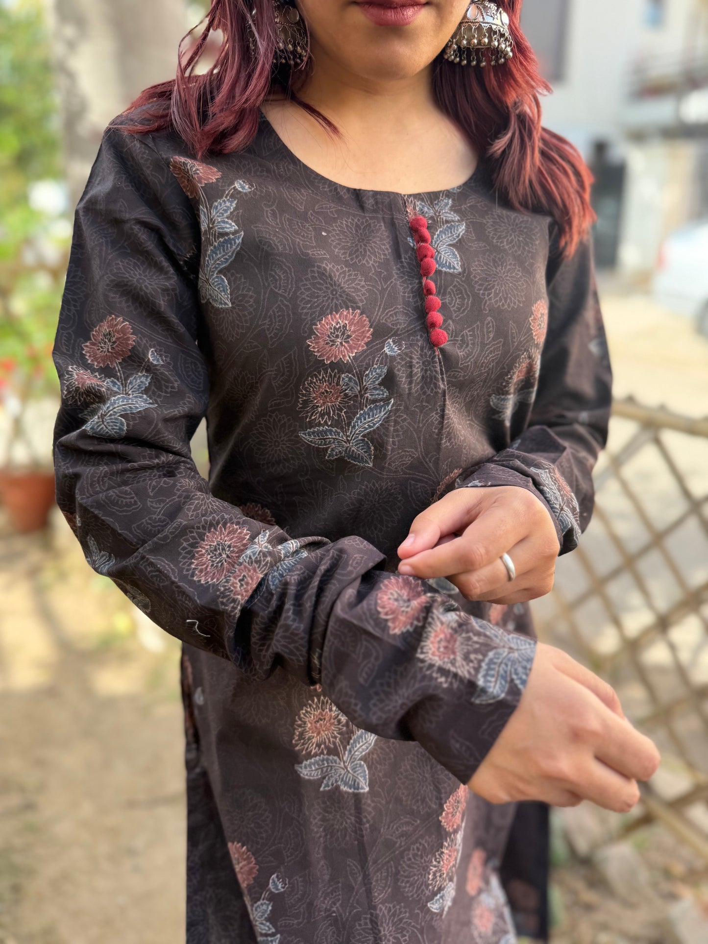 Brown floral kurta