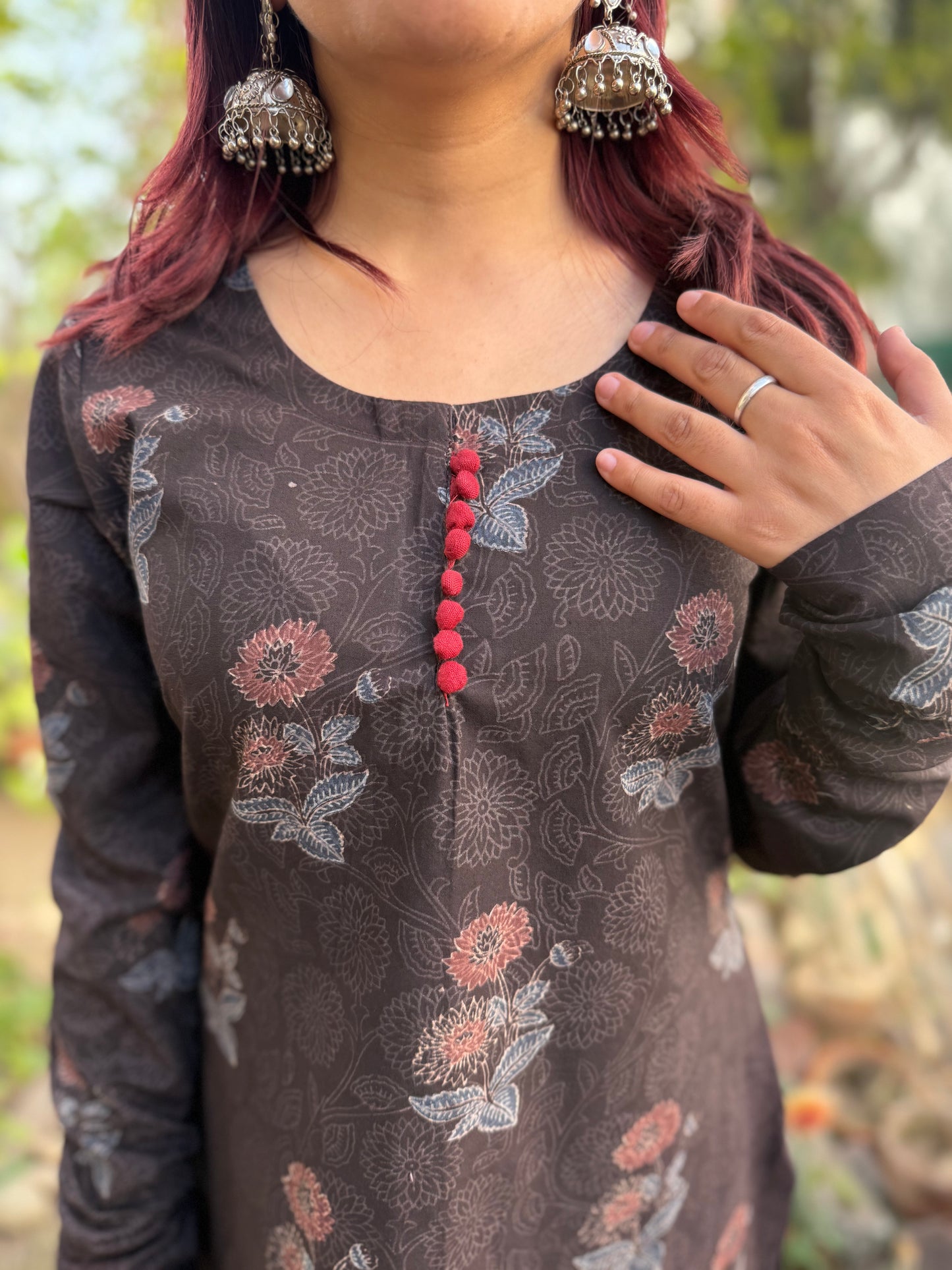 Brown floral kurta