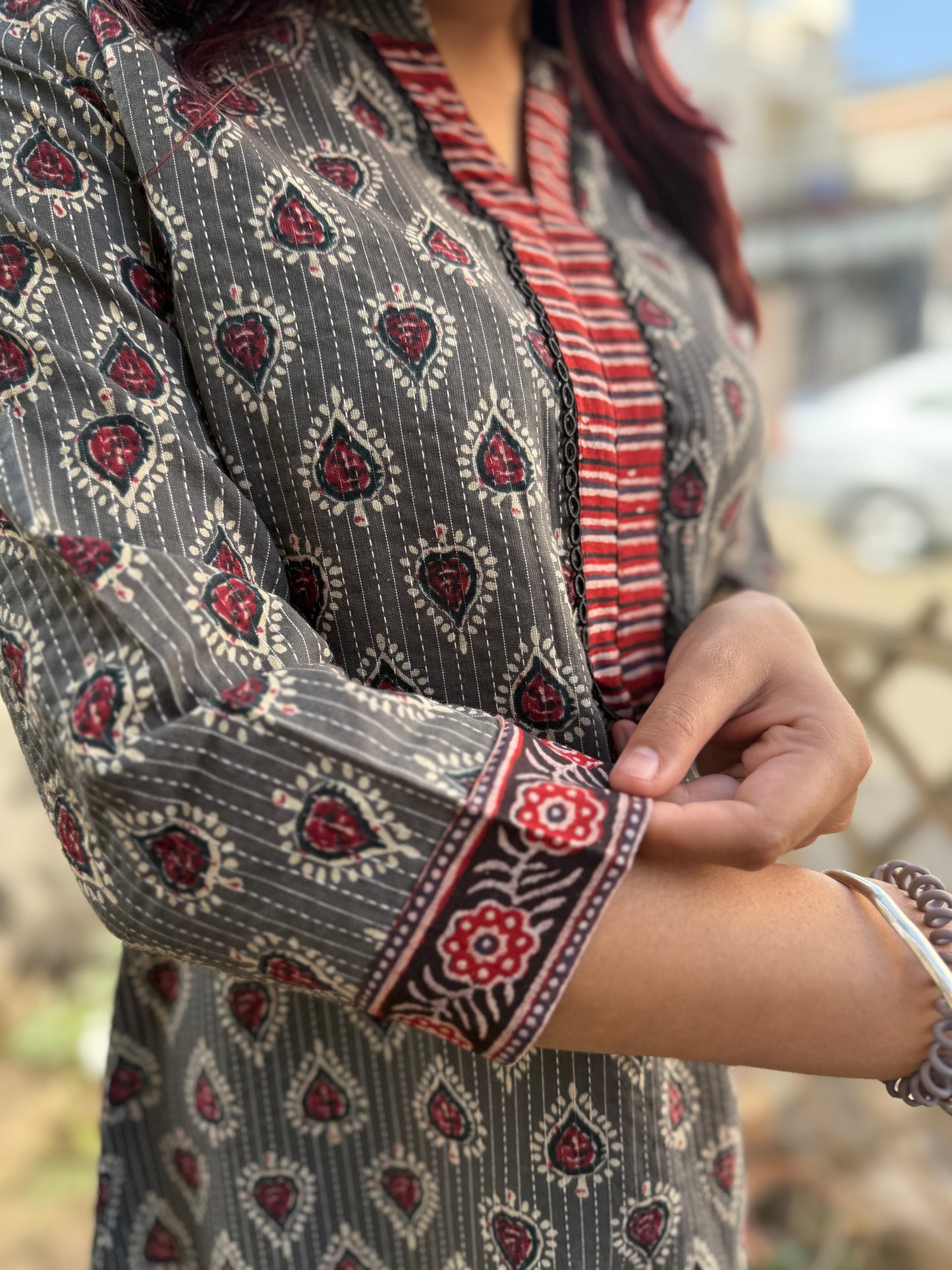 Grey Printed Kurta