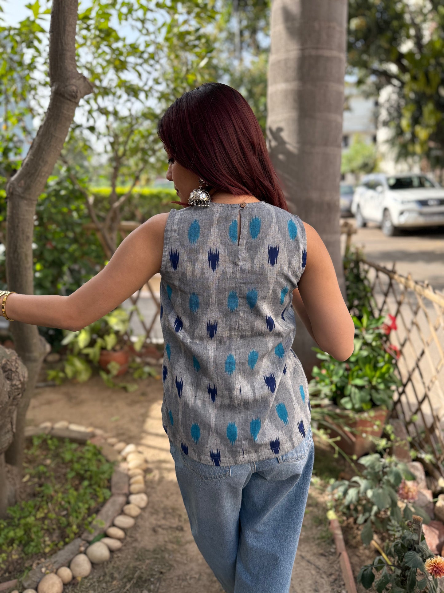 Grey ikkat top