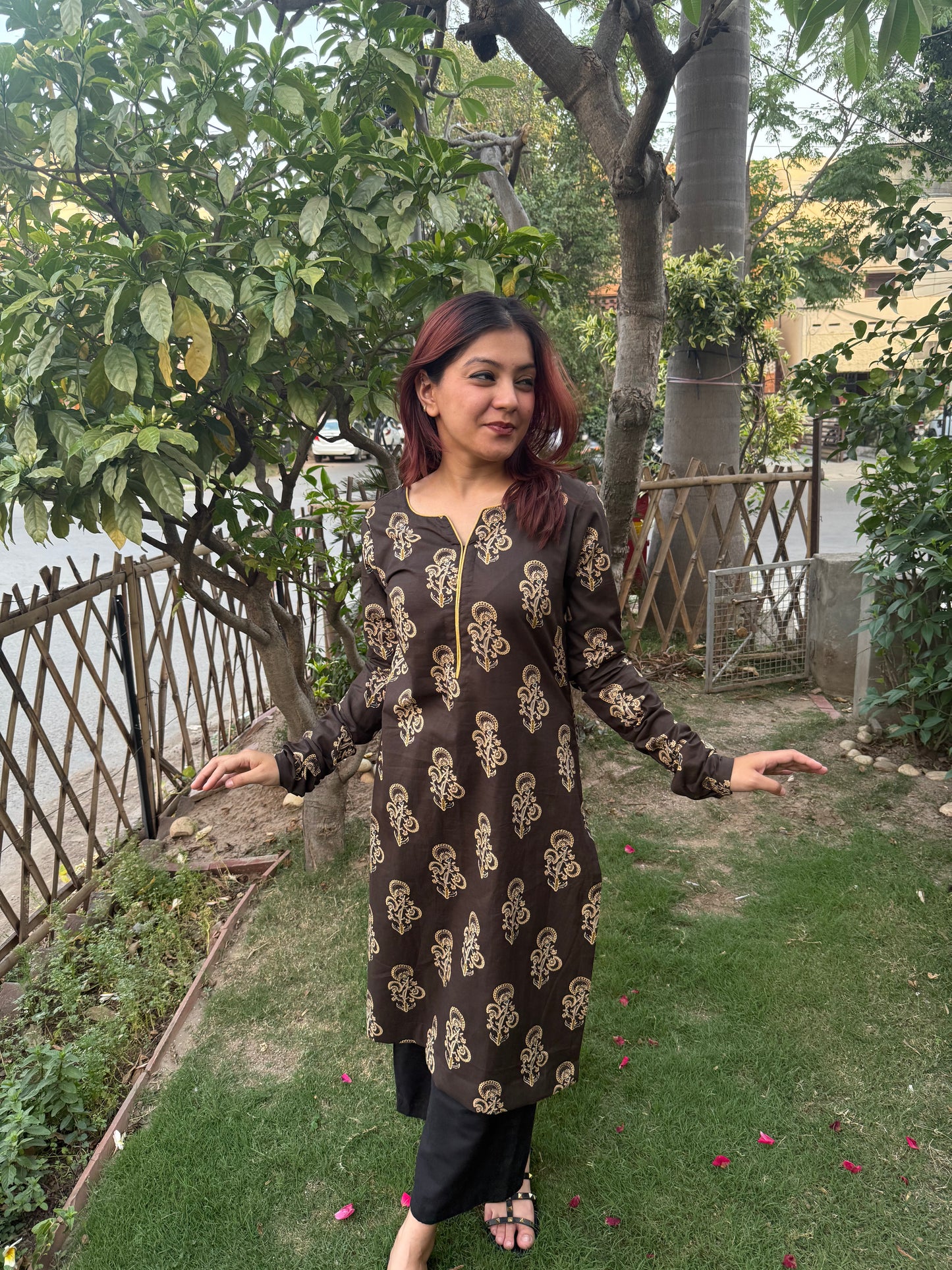 Brown butta kurta