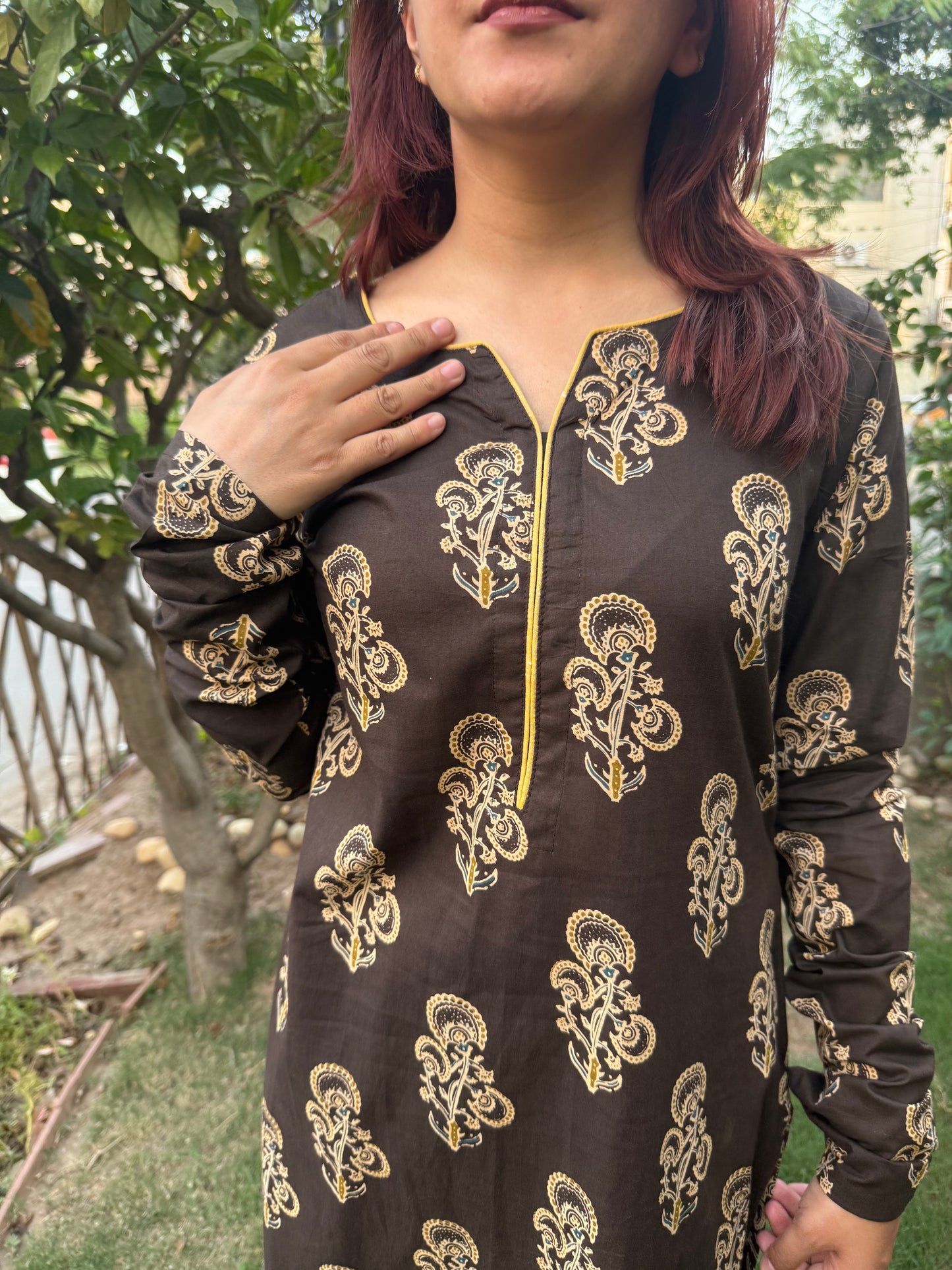 Brown butta kurta