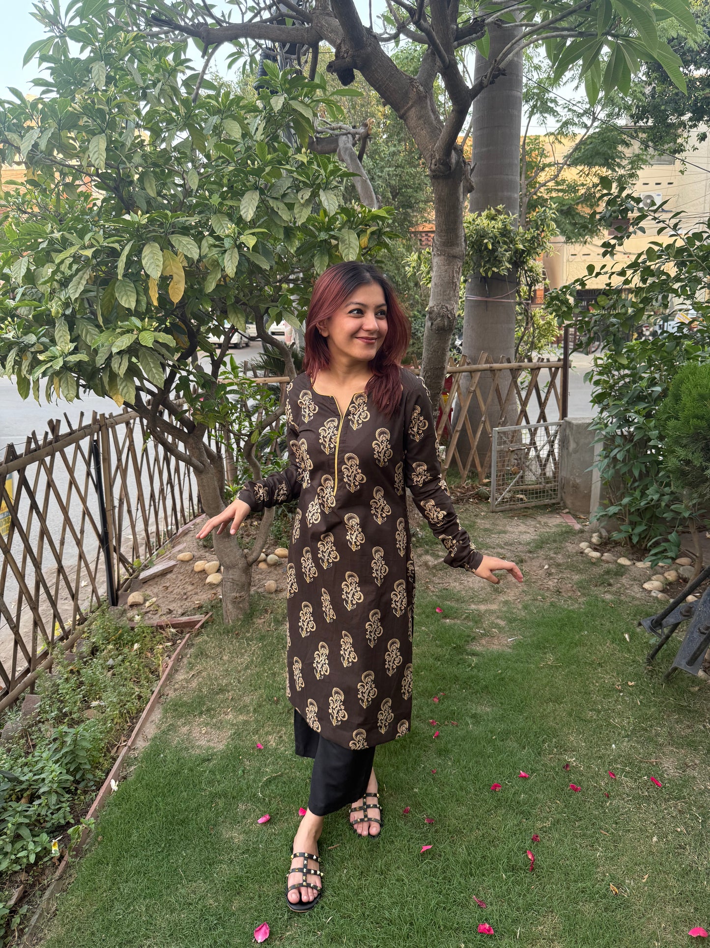 Brown butta kurta