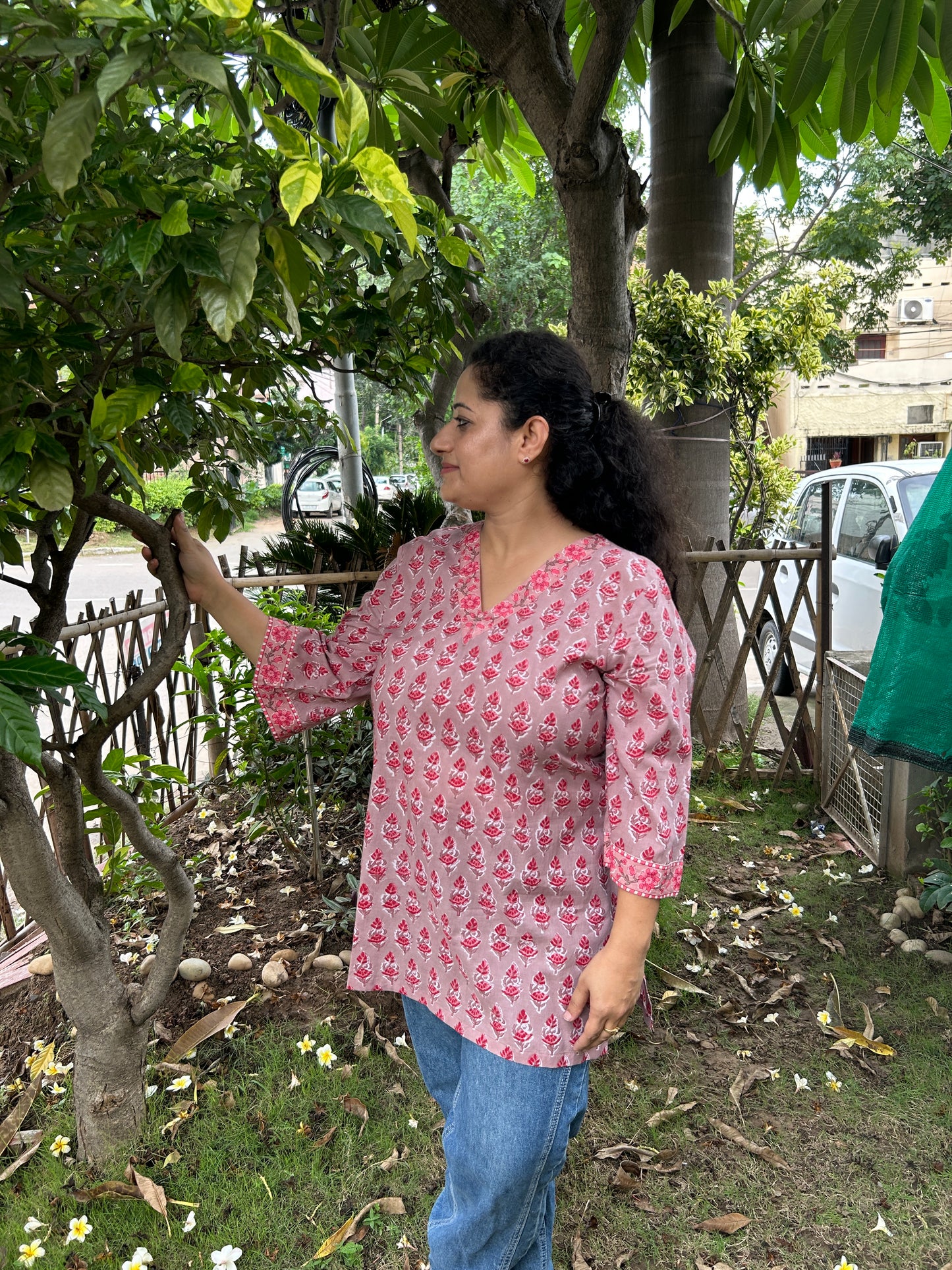 Blush Pink Hand-Block Printed Cotton Kurti