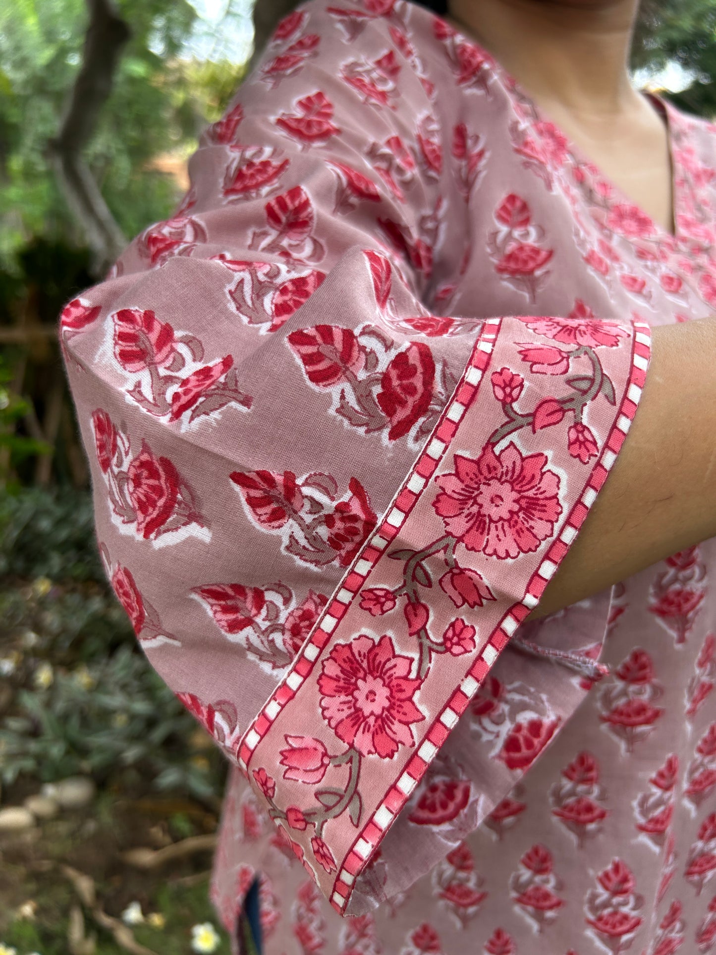 Blush Pink Hand-Block Printed Cotton Kurti