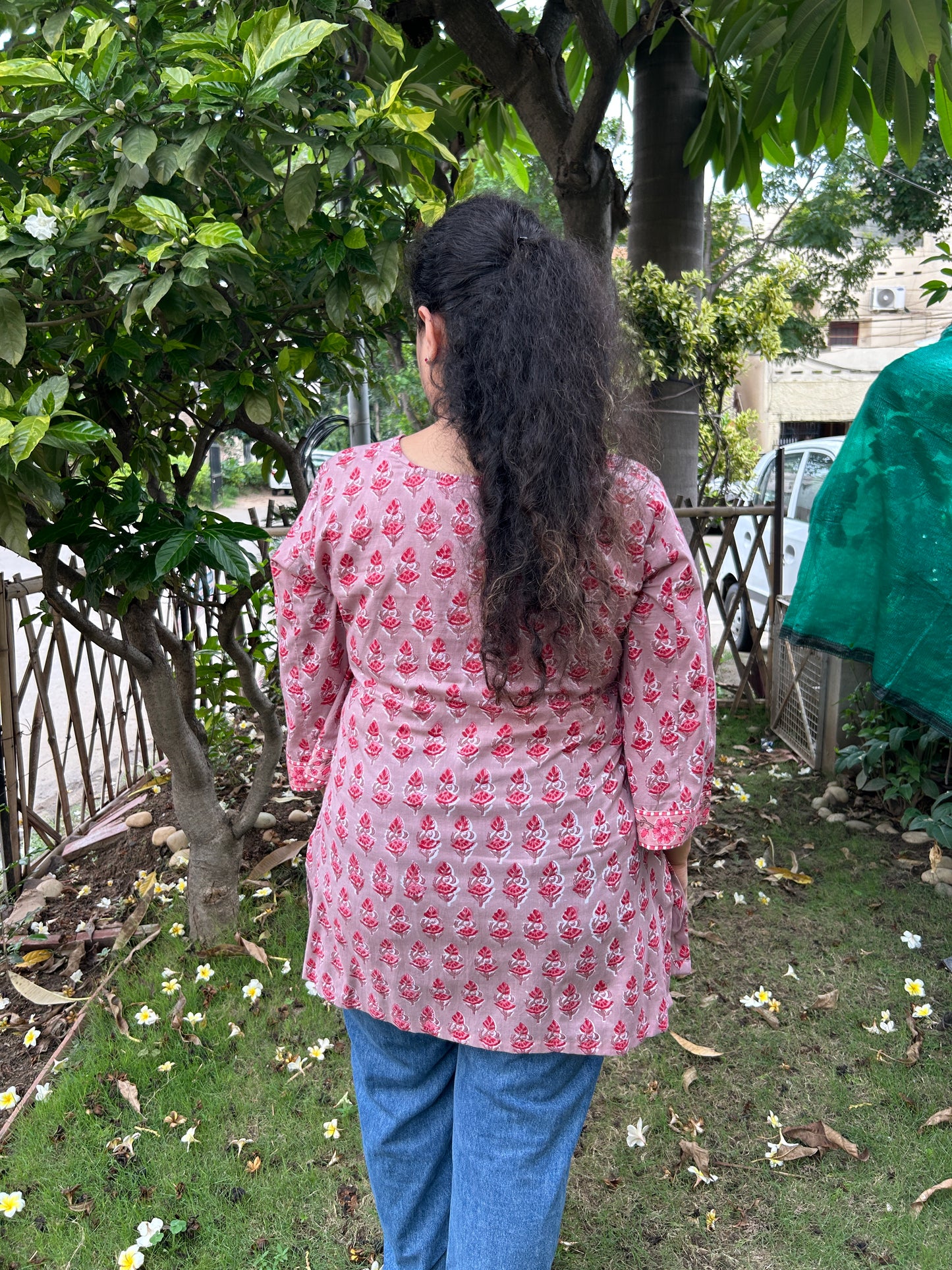 Blush Pink Hand-Block Printed Cotton Kurti