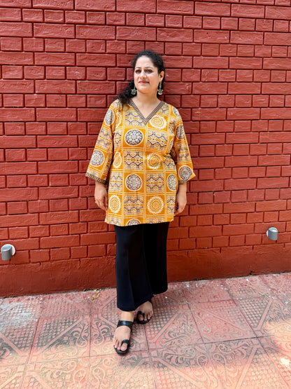 Mustard Block kurta