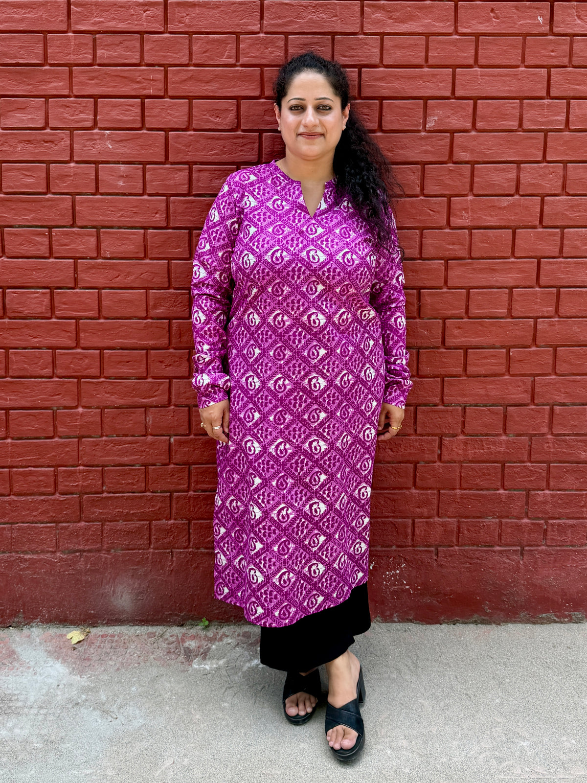 Purple Printed Kurta