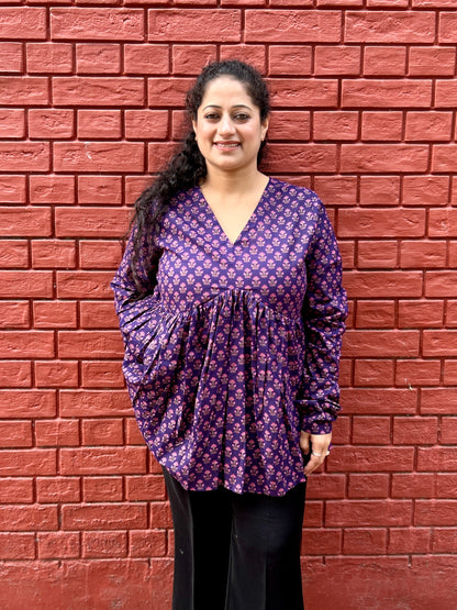 Jamuni Printed Gather Top