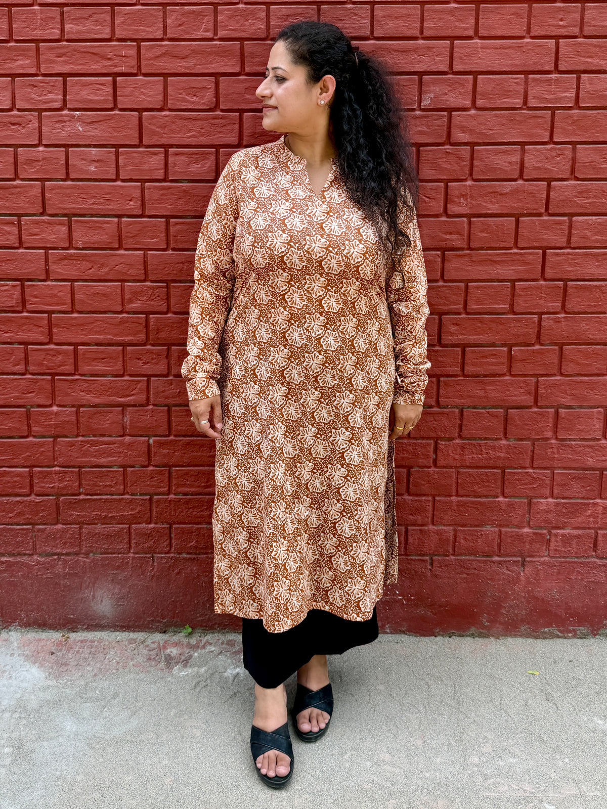 Rustic bloom hand-block kurta
