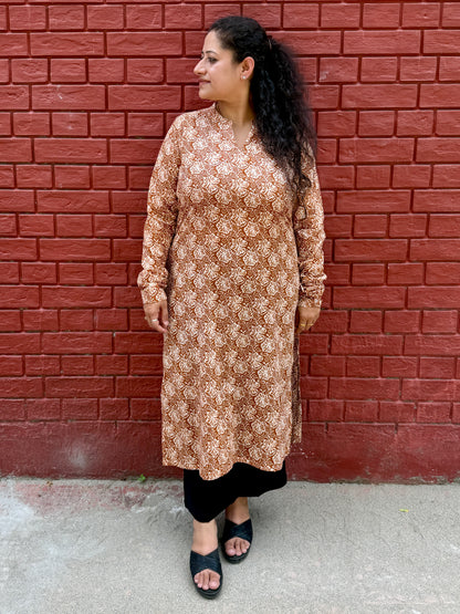 Rustic bloom hand-block kurta