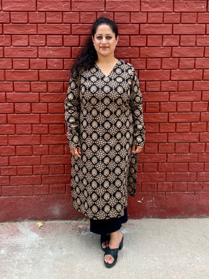 Black Geometric kurta