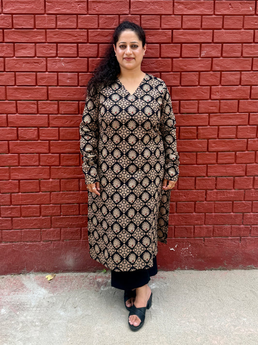 Black Geometric kurta