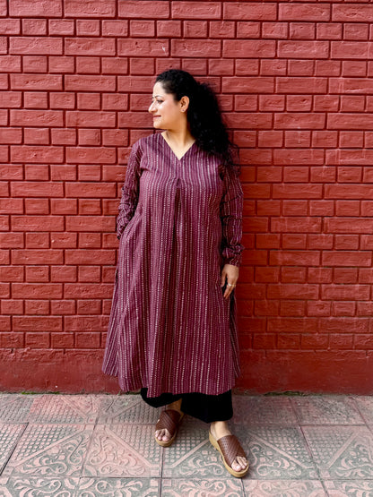 Wine buti A line kurta
