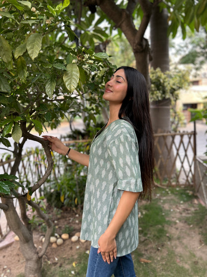 Pista Green Ikkat Shirt