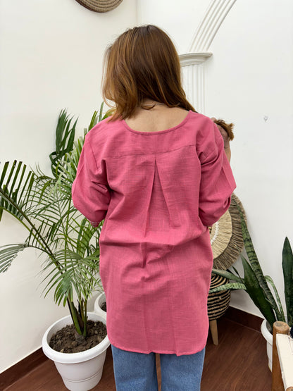 Pink Solid Free Flow Top