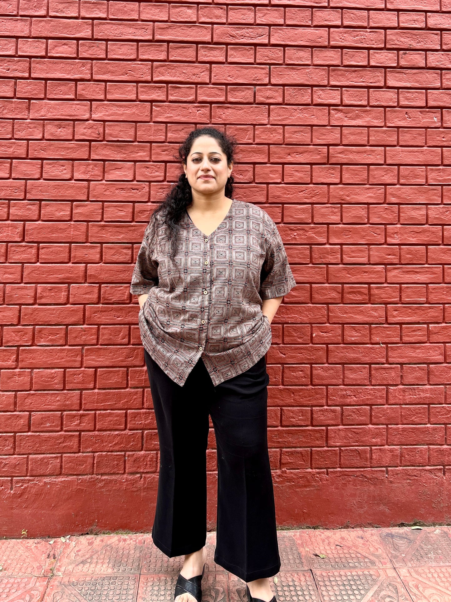 Brown Geometric Print Shirt ✨