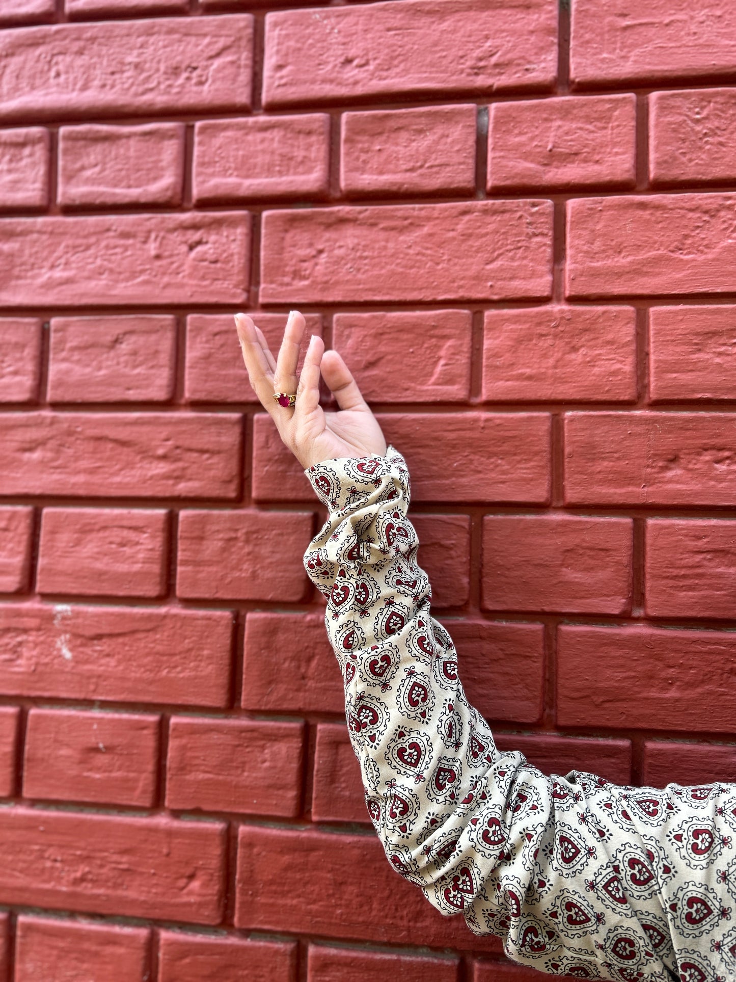 Beige Maroon Paan Kurta