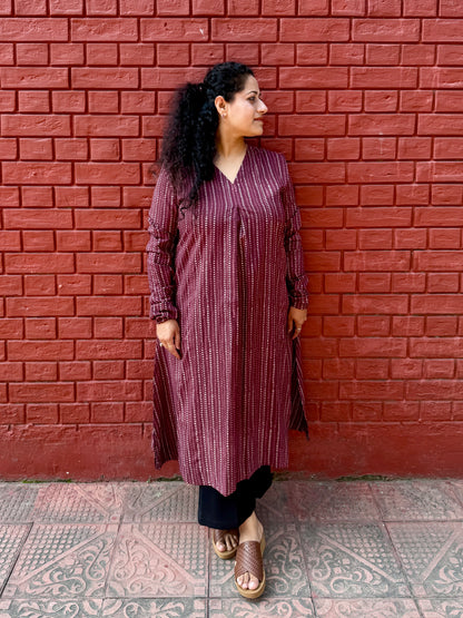 Wine buti A line kurta