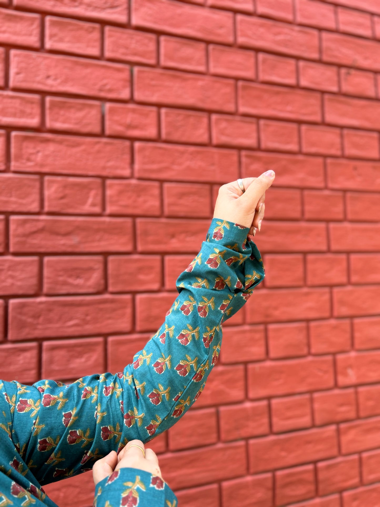 Peacock Handblock Cotton Kurta