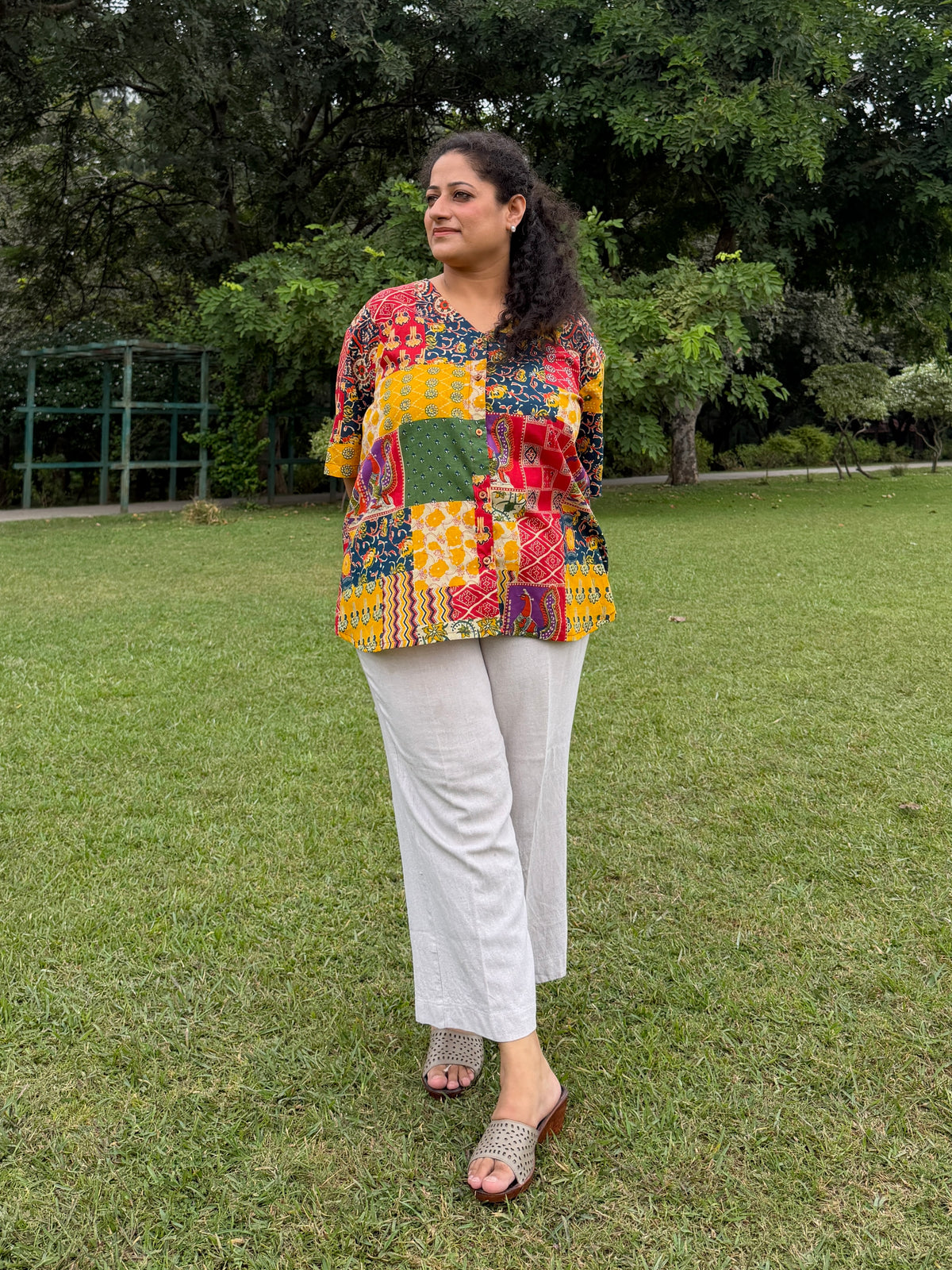 Multicolour Patchwork Anti-Fit Shirt